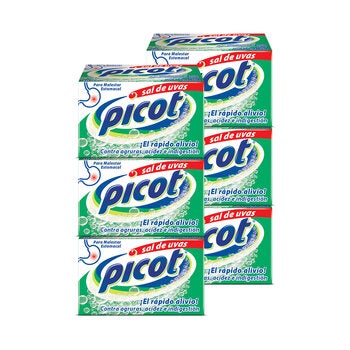 Picot Sal de Uvas Bicarbonato de sodio, Ácido tarárico, Ácido cítrico 6 pzas de 10 Sobres
