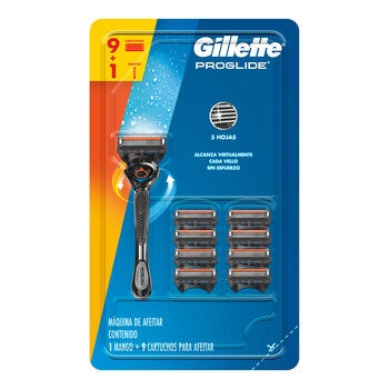 Gillette Proglide Máquina para Afeitar Recargable con 9 Cartuchos
